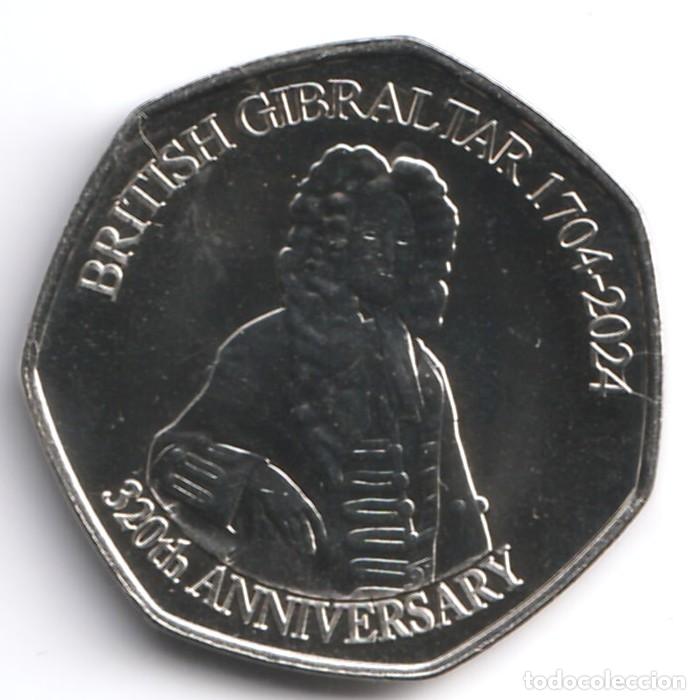Monedas antiguas de Europa: Gibraltar 50 peniques 2024, Toma de Gibraltar, UC# 543