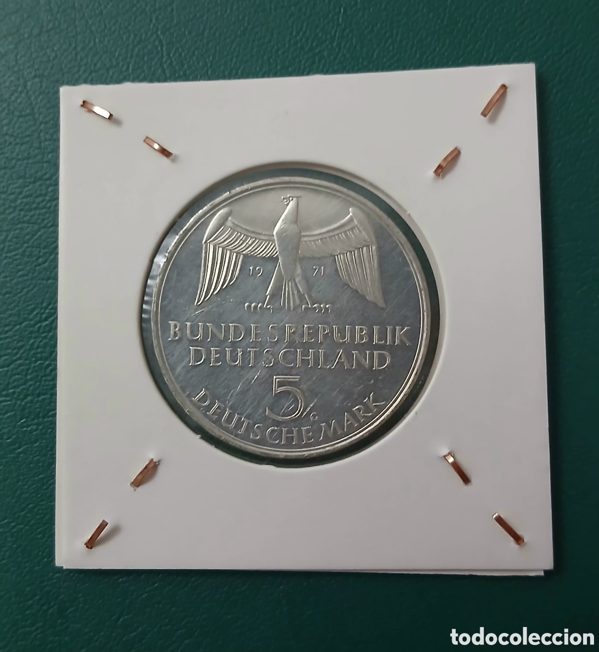 Monedas antiguas de Europa: moneda conmemorativa de 5 marcos alemanes (5 Deutsche Mark) emitida por la Rep&uacute;blica Federal de Alem