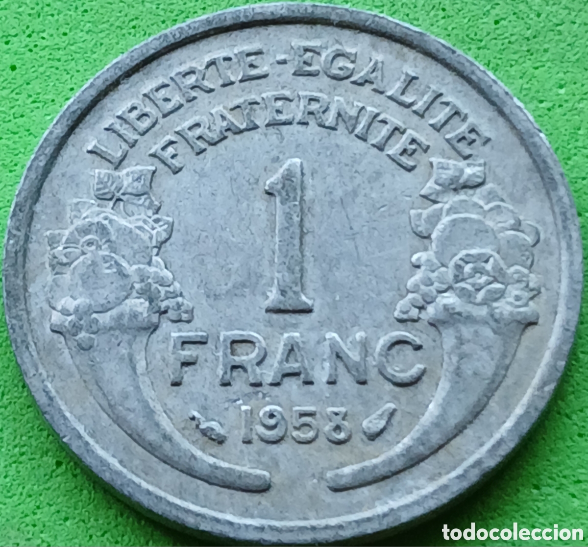 Monedas antiguas de Europa: Francia 1 franco 1958 km885a sin marca de ceca