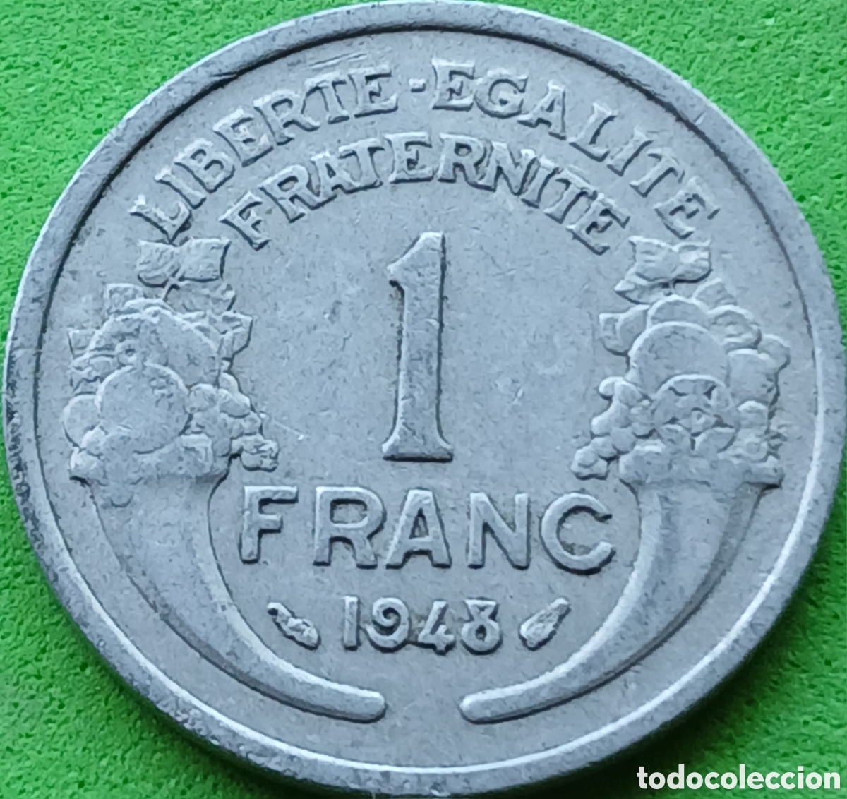 Monedas antiguas de Europa: Francia 1 franco 1948 km#885a sin marca de ceca