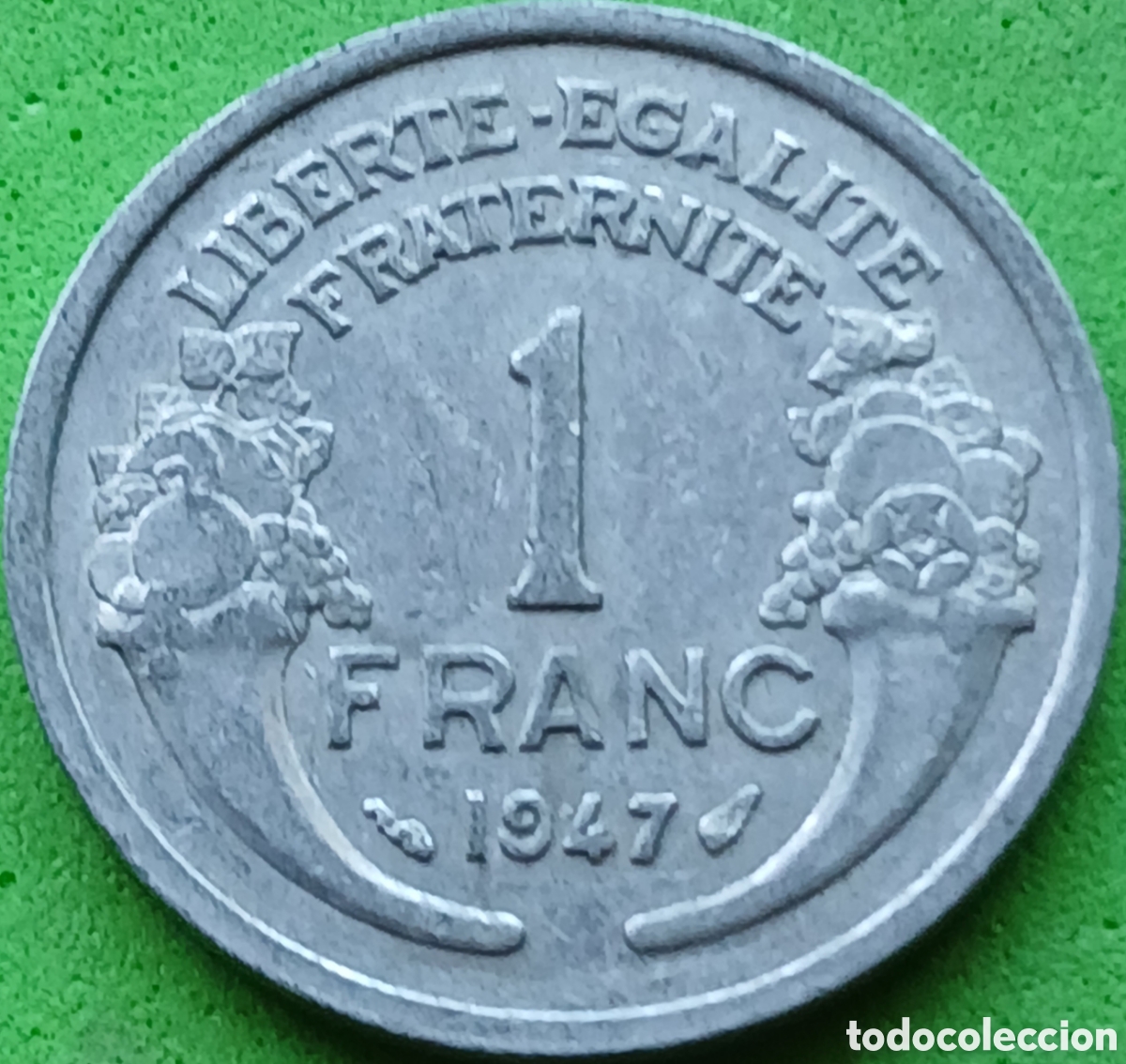 Monedas antiguas de Europa: Francia 1 franco 1947 km#885a sin marca de ceca