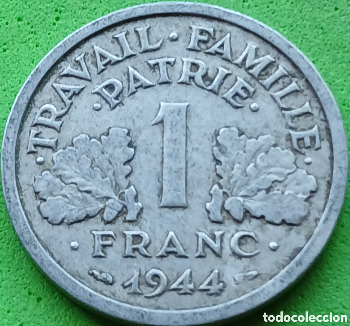 Monedas antiguas de Europa: Francia 1 franco 1944 km#902 sin marca de ceca