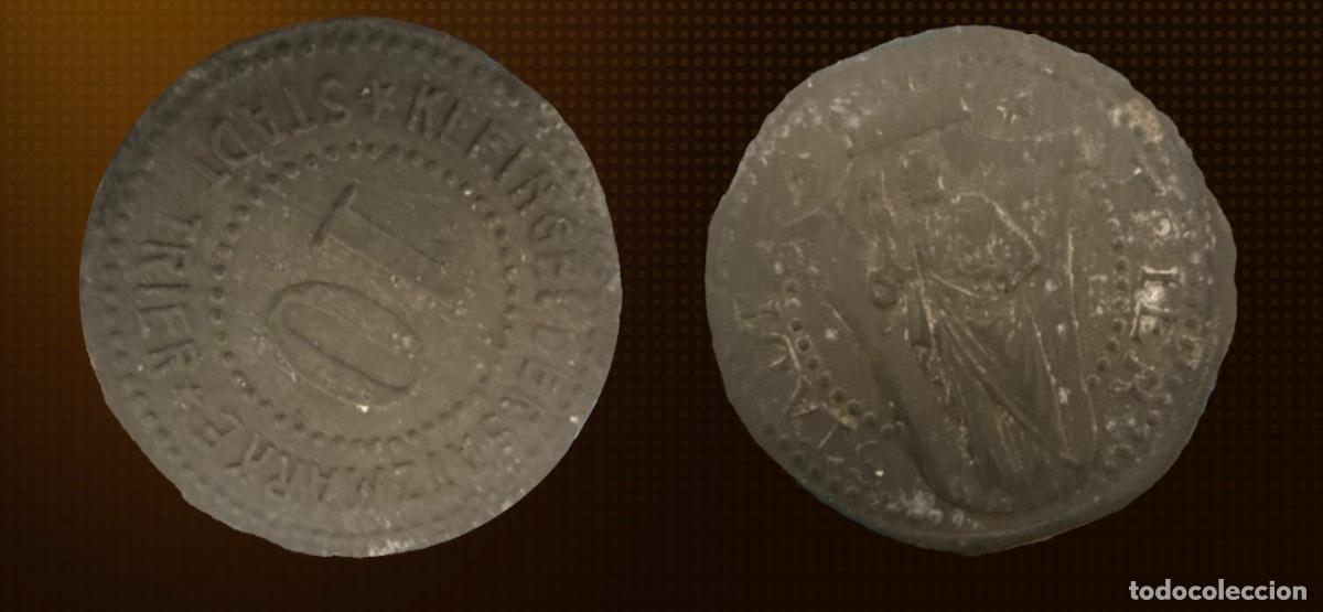 Monedas antiguas de Europa: MONEDA ALEMANA NOTGELD 10 PFENNIG TRIER 1918 &ndash; UNA PIEZA NACIDA EN EL &Uacute;LTIMO A&Ntilde;O DE LA I GUERRA M