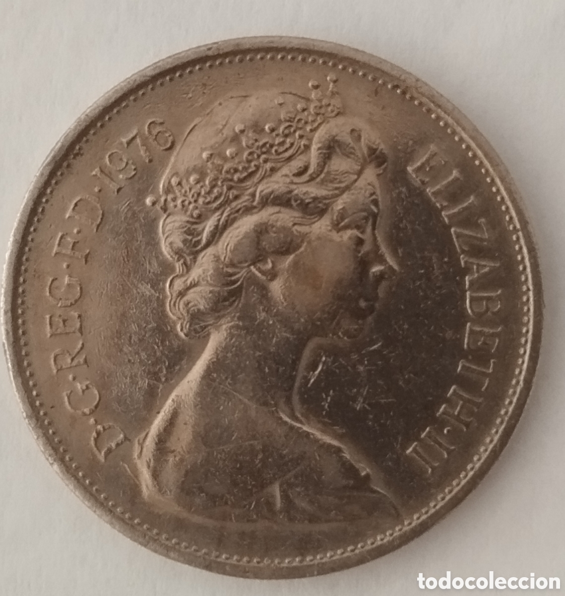 Monedas antiguas de Europa: MONEDA DEL REINO UNIDO DE 10 NEW PENCE 1976 (FOTO)