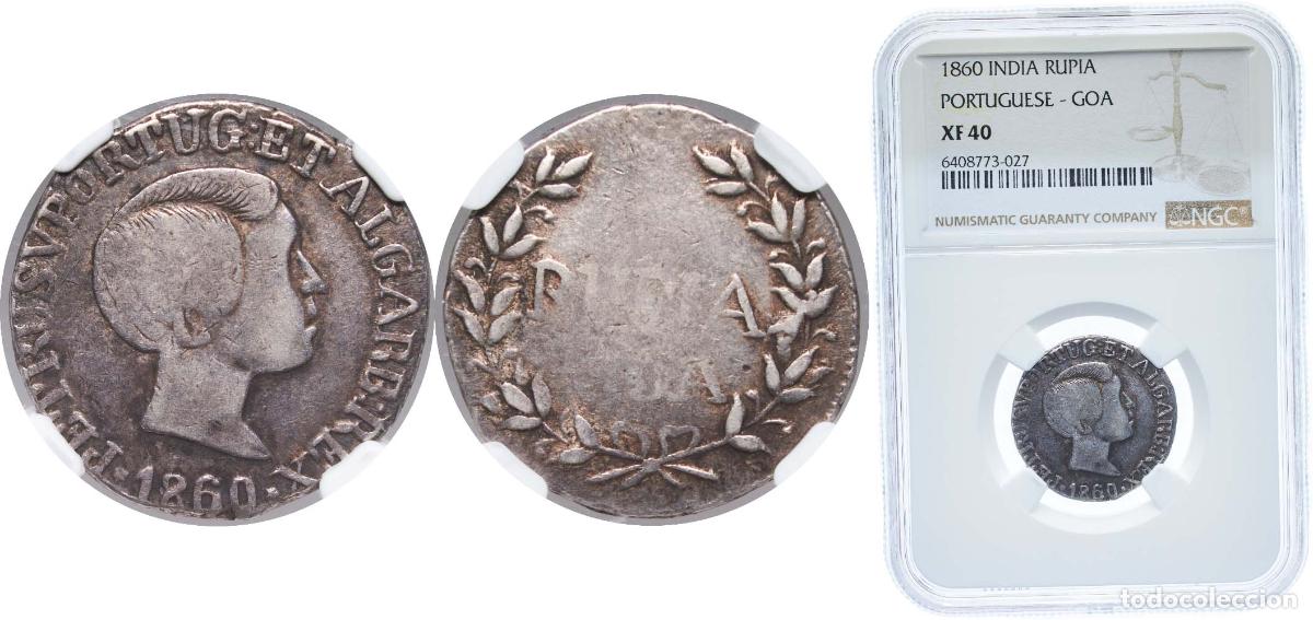 Monedas antiguas de Europa: RUPIA DE GOA - Pedro V 1860 GOA