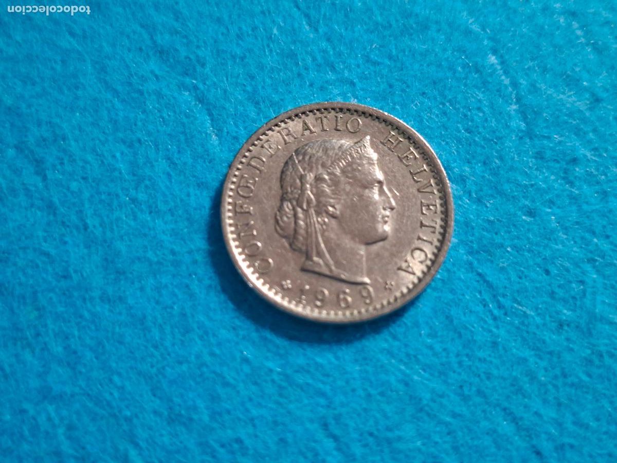 Monedas antiguas de Europa: Moneda de SUIZA. HELVETIA. 20 VEINTE CENTIMOS RAPPEN. A&ntilde;o 1969. CIRCULADA