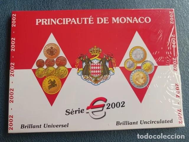 Monedas antiguas de Europa: M&oacute;naco 8 valores 2002 1 c&eacute;ntimo a 2 euros cartera kms