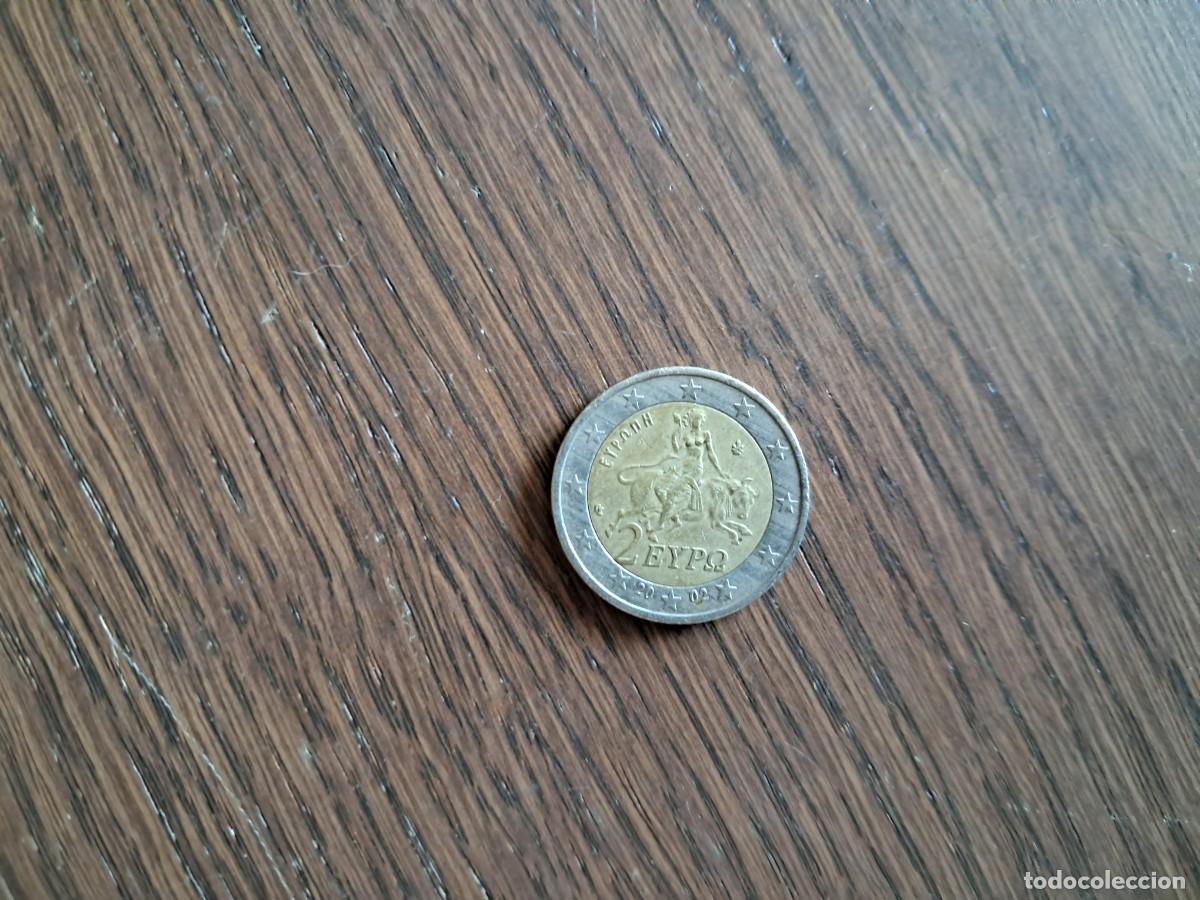 Monedas antiguas de Europa: moneda de 2 euros de Grecia, a&ntilde;o 2002.