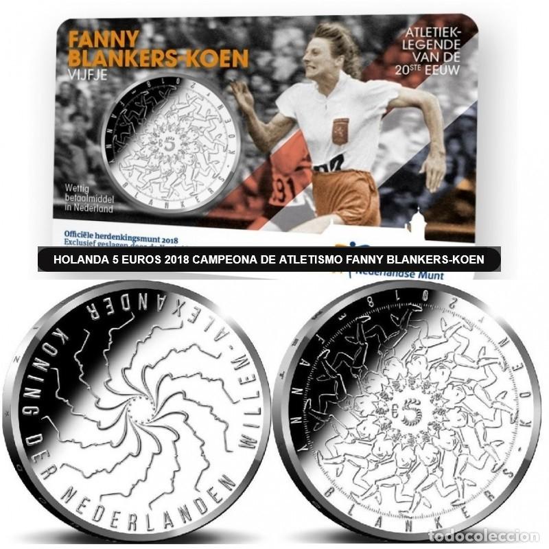 Monedas antiguas de Europa: Pa&iacute;ses Bajos (Holanda), 5 euros 2018 &rdquo;Fanny Blankert - f&uacute;tbol&rdquo;, KM#215./ Coin Card.
