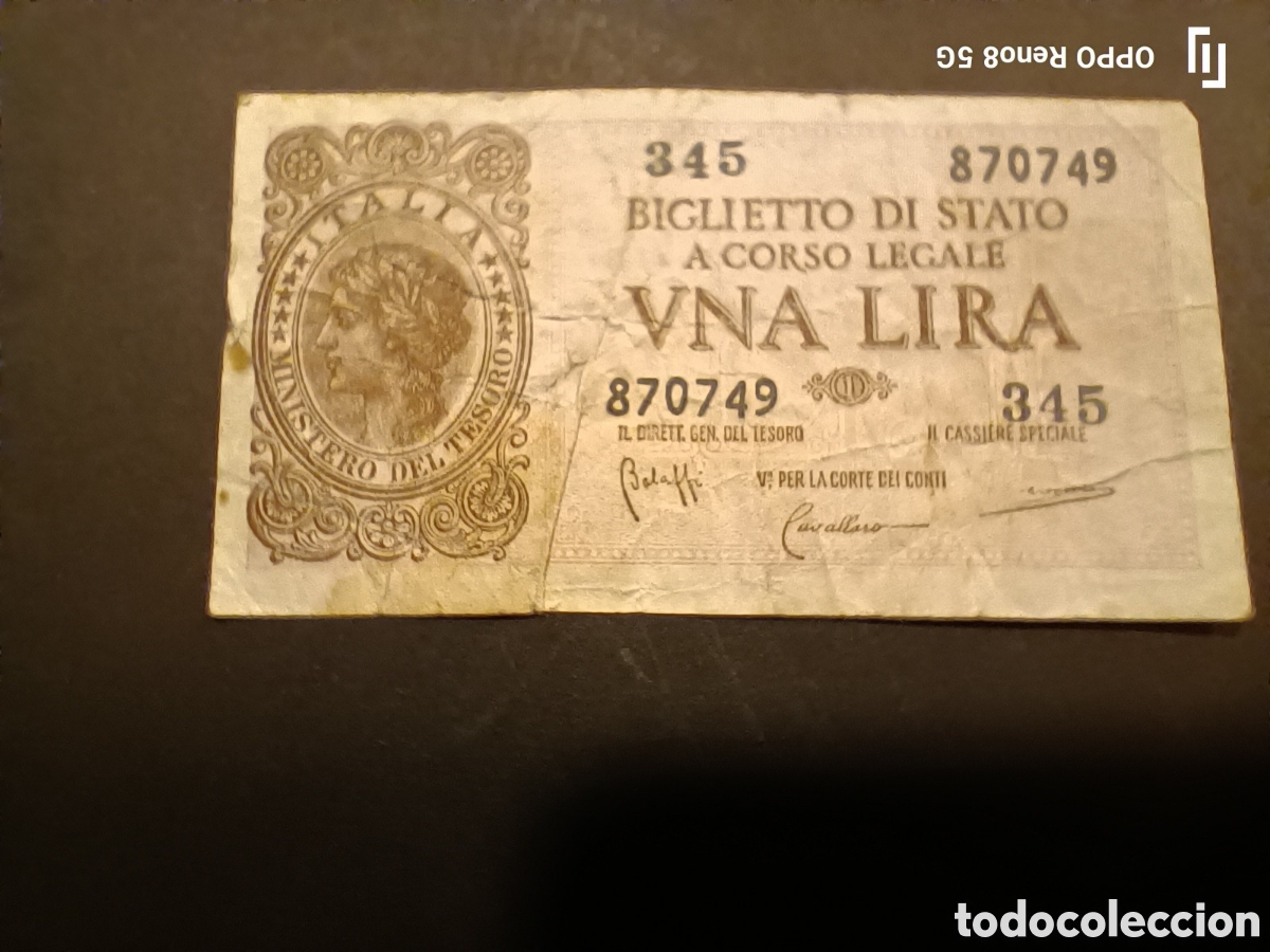 Monedas antiguas de Europa: Billete de 1 lira 1914