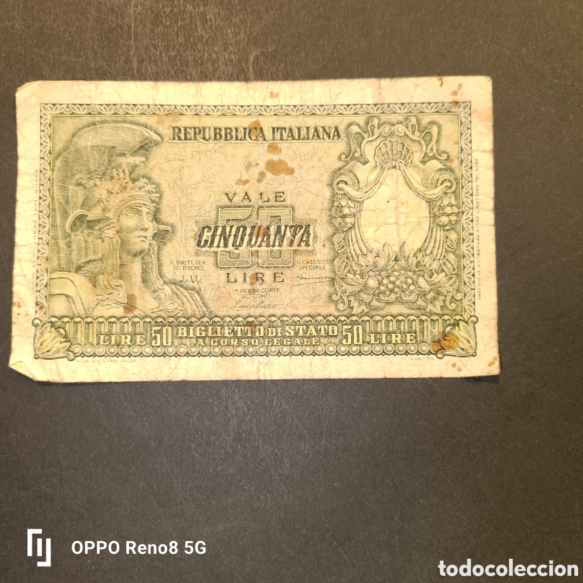 Monedas antiguas de Europa: Billete de 50 Liras 1951