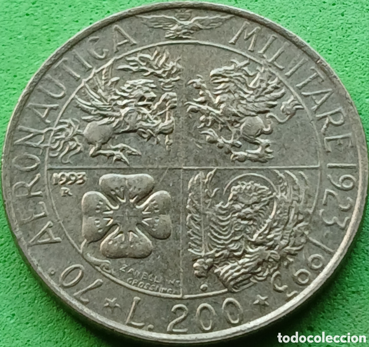 Monedas antiguas de Europa: Italia 200 liras 1993 km#155 Aviaci&oacute;n militar