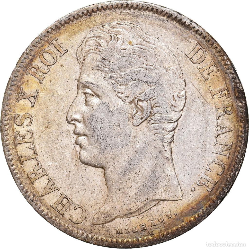 Monedas antiguas de Europa: [#972453] Moneda, Francia, Charles X, 5 Francs, 1827, Lille, MBC, Plata, KM:728.13