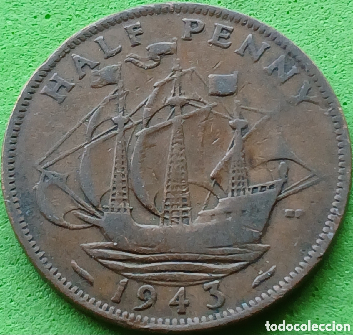 Monedas antiguas de Europa: Reino Unido half penny 1943 km#844