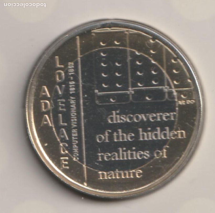 Old Coins of Europe: Inglaterra cartera oficial 2 pounds 2023 Bimet&aacute;lica, Ada Lovelace, UC# 1715