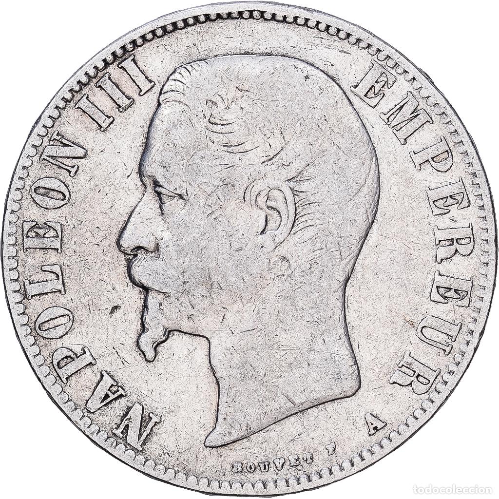 Monedas antiguas de Europa: [#1117981] Francia, Napoleon III, 5 Francs, 1855, Paris, main ancre, Plata, BC+