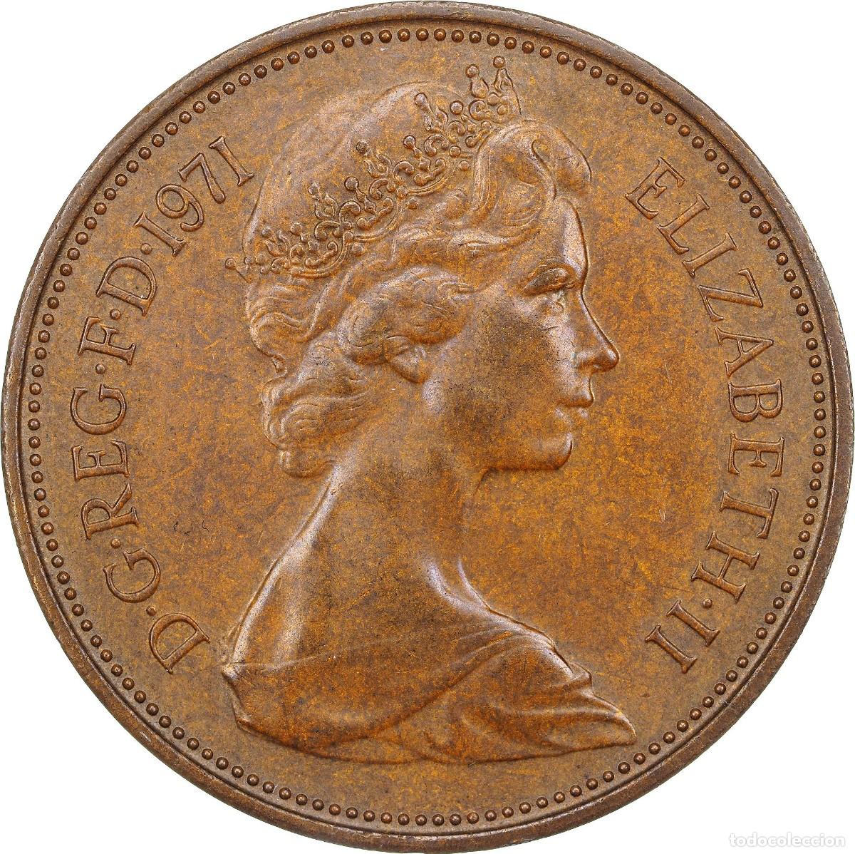 Monedas antiguas de Europa: 2 New Pence Elizabeth II a&ntilde;o 1971