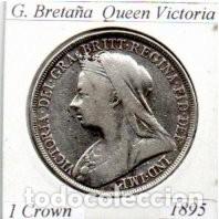 Monedas antiguas de Europa: G. BRETA&Ntilde;A 1895, 1 CROWN, QUEEN VICTORIA, AG, 28,2 GR., 925/1000, MBC, 2 FOTOS