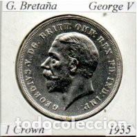 Monedas antiguas de Europa: G. BRETA&Ntilde;A 1935, 1 CROWN, GEORGE V, AG, 28,3 GR., 500/1000, SC, 2 FOTOS