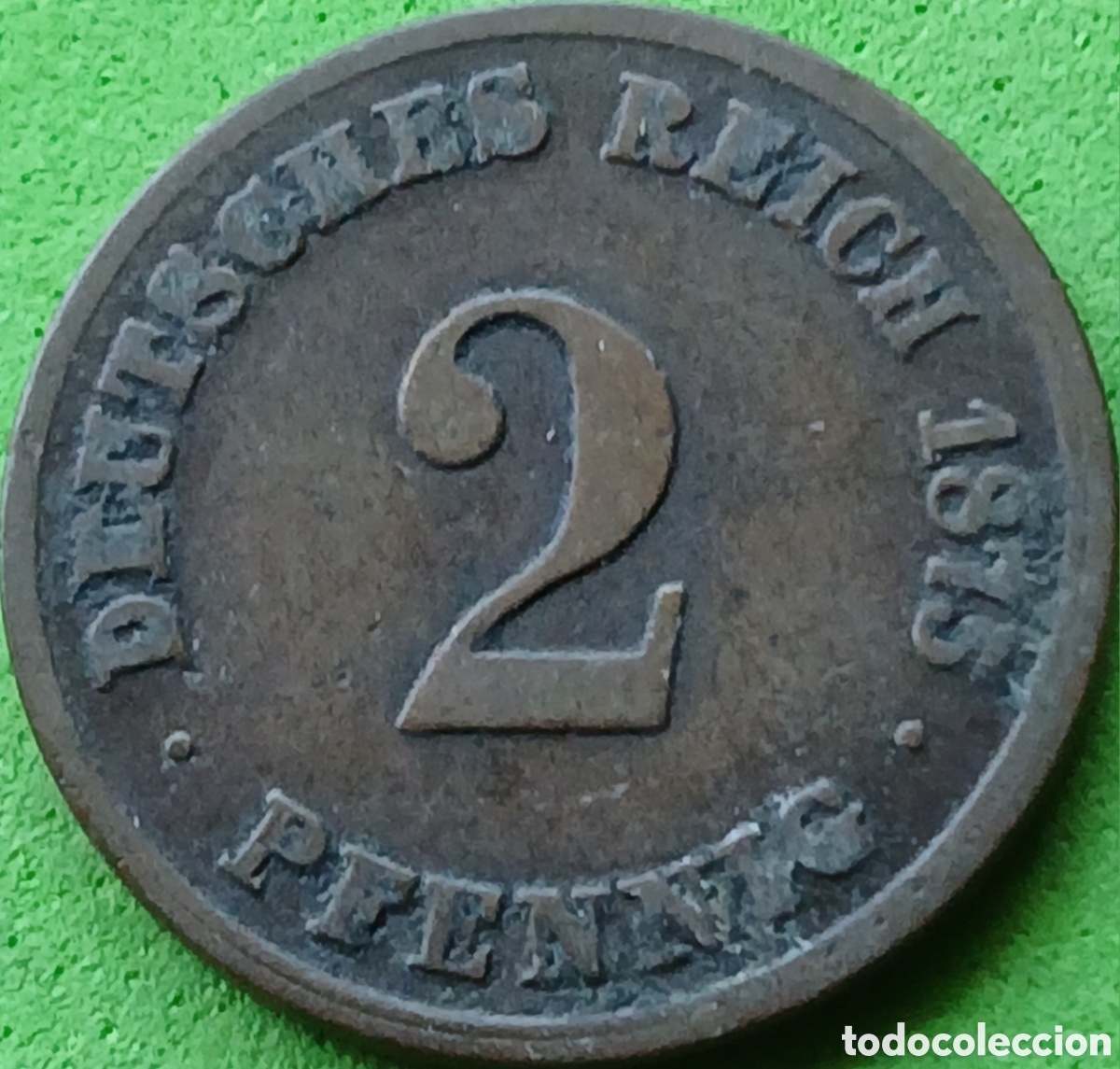 Monedas antiguas de Europa: Alemania Imperio 2 pfennig 1875 km#2 ceca C- Francfort del Meno)
