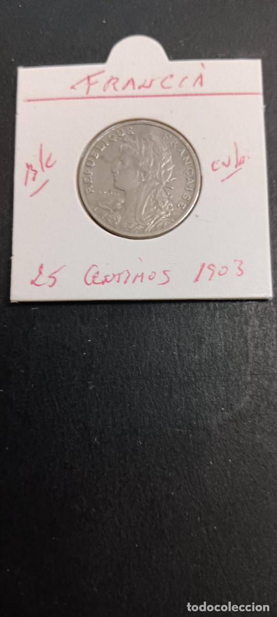 Monedas antiguas de Europa: FRANCIA 25 CENTIMOS 1903 BC KM=855 (CUPRONIQUEL)