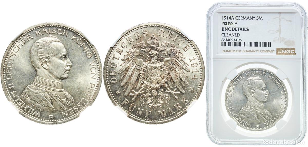Monedas antiguas de Europa: Germany Kingdom of Prussia Second Empire 1914 A 5 Mark - Wilhelm II Silver (.900) Berlin Mint (1587