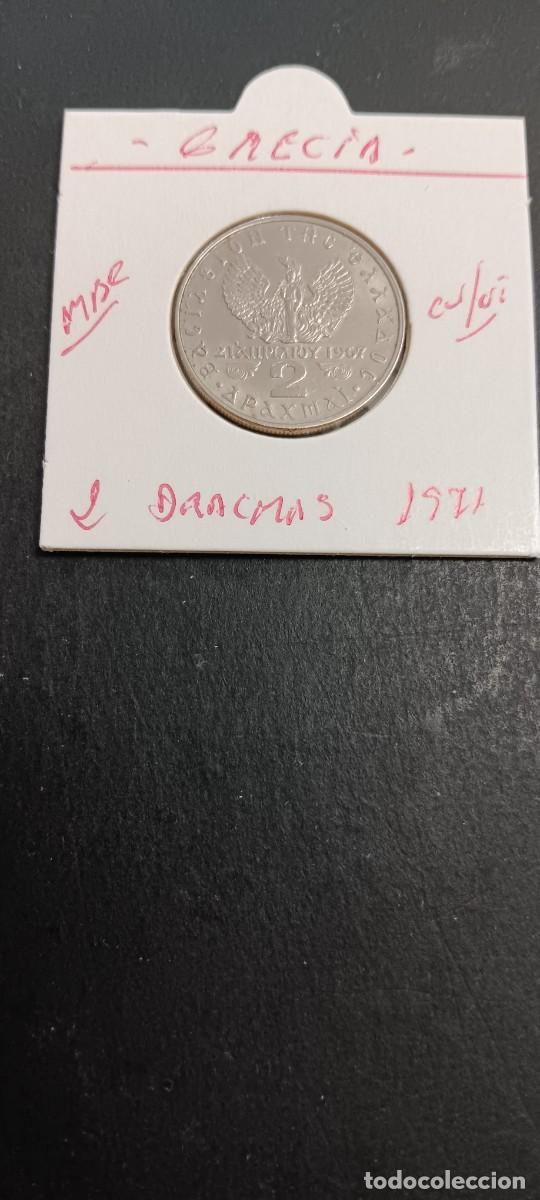 Monedas antiguas de Europa: GRECIA 2 DRACMAS 1971 MBC KM=99 (CUPRONIQUEL)PERIODO TRANSICI&Oacute;N