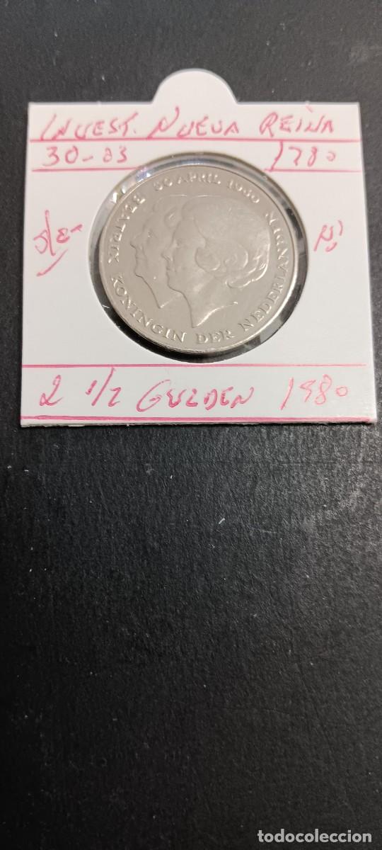 Monedas antiguas de Europa: HOLANDA 2 1/2 GULDEN 1980 EBC KM=201 (NIQUEL) 30-03-1980 INVEST. NUEVA REINA