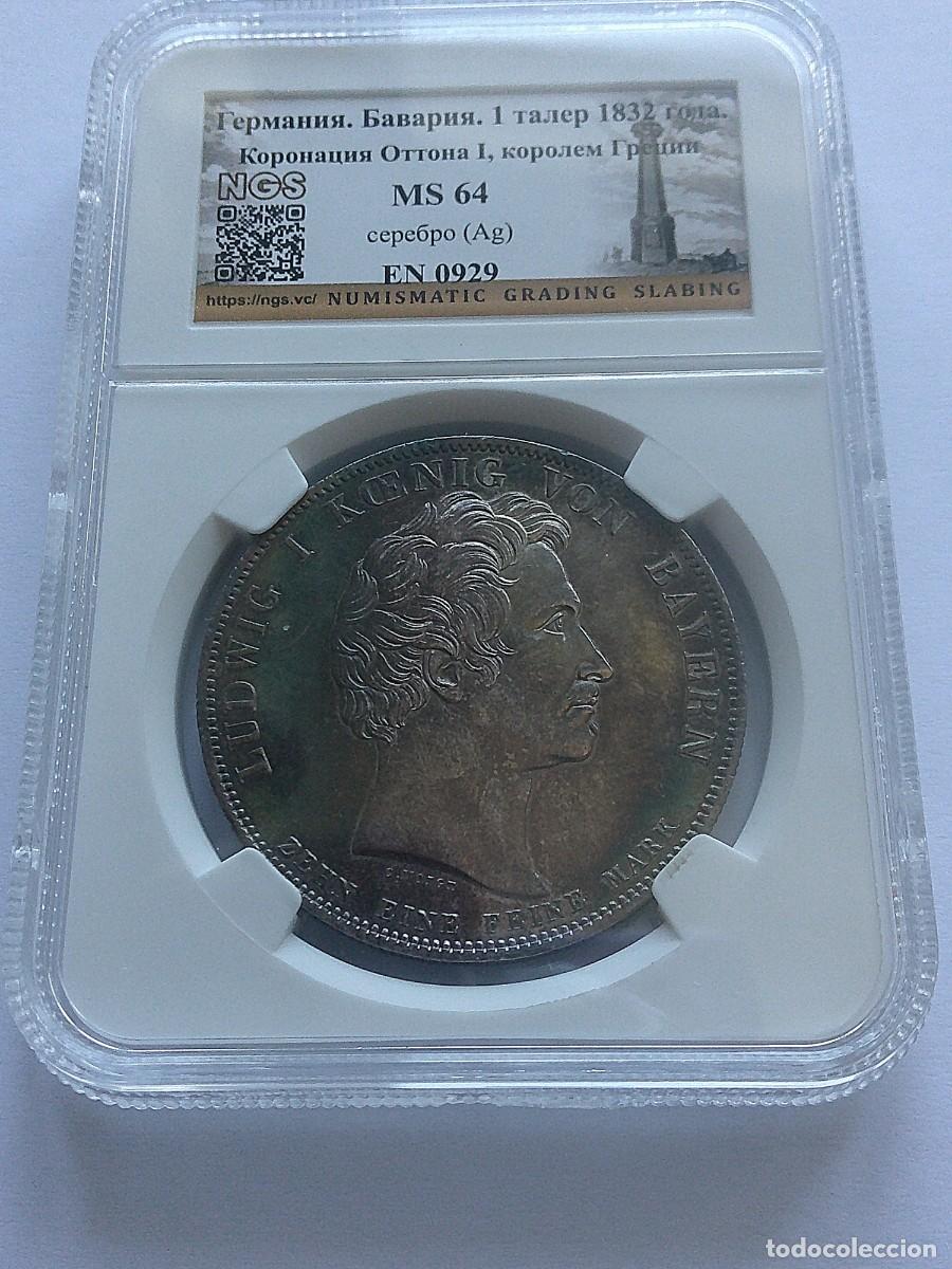 Monedas antiguas de Europa: Alemania Baviera Luis I 1 taler de plata 1832 Pr&iacute;ncipe Otto, primer rey de Grecia 23ed29