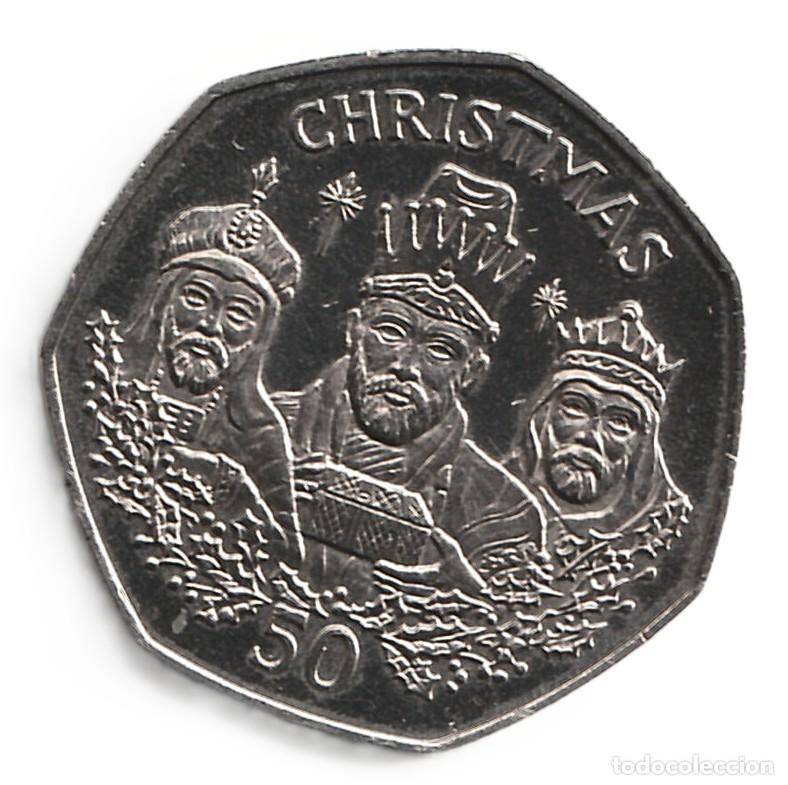 Monedas antiguas de Europa: Gibraltar 50 pence 1988 Navidad KM# 19