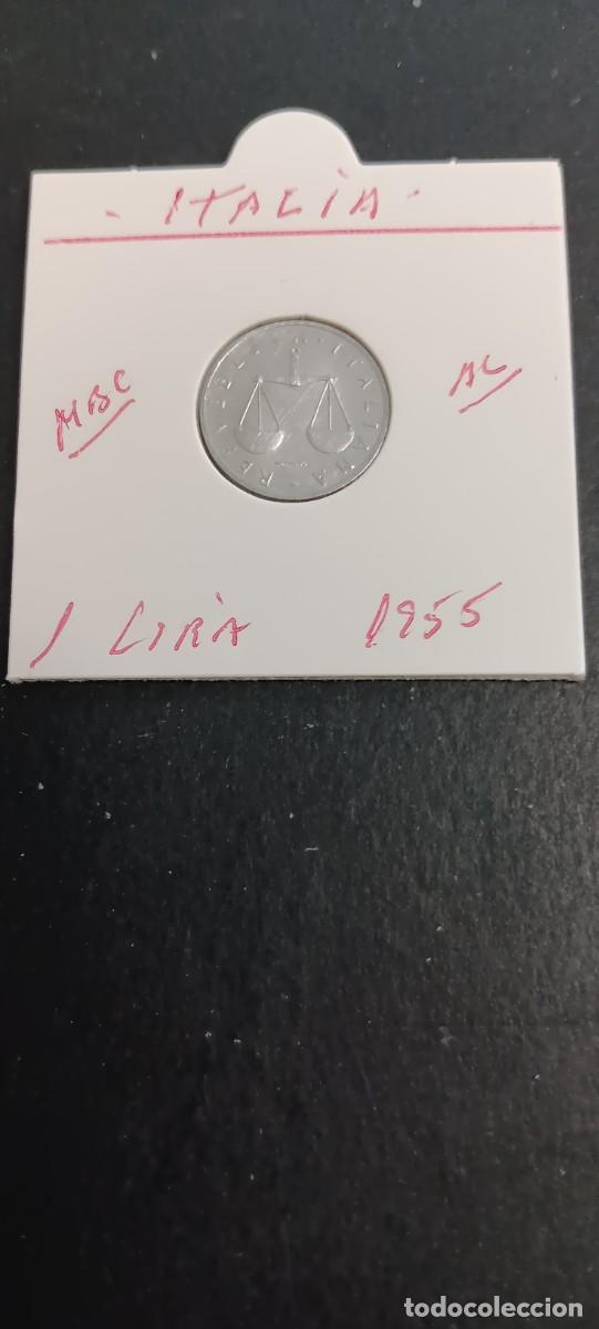 Moedas antigas da Europa: ITALIA 1 LIRA 1955 MBC KM=91 (ALUMINIO)