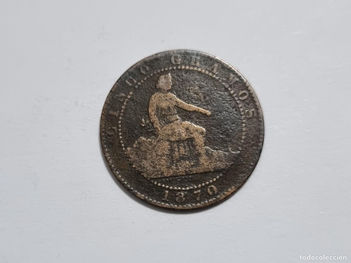 Monedas antiguas de Europa: Lote L.09 Antigua Moneda Espa&ntilde;a 5 Cinco Centimos 1870 Coleccionista Subasta