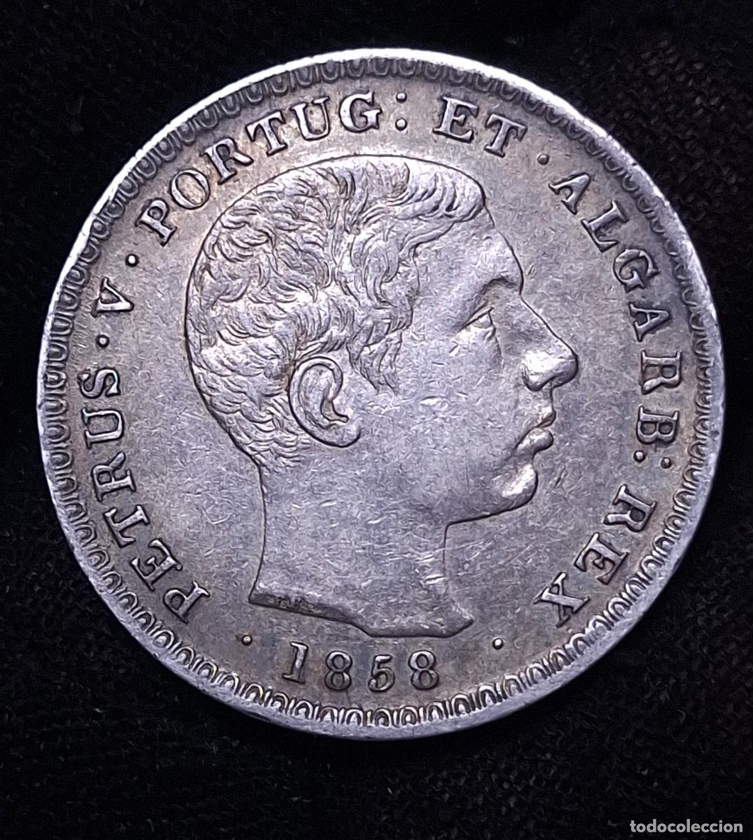 Old Coins of Europe: Portugal- 500 Reis Pedro V 1858 PLATA
