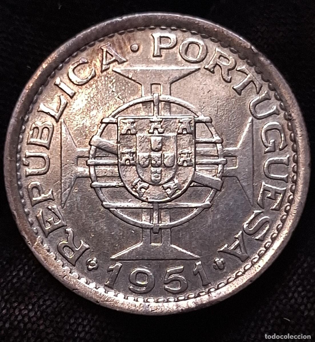 Alte M&uuml;nzen aus Europa: Portugal- S&atilde;o Tom&eacute; e Principe- 10 Escudos 1951 PLATA