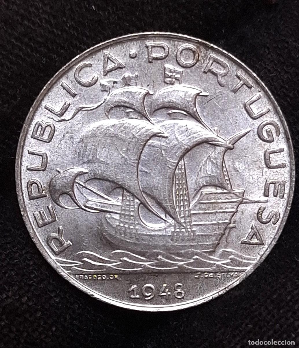 Monedas antiguas de Europa: Portugal- 5 Escudos 1948 PLATA