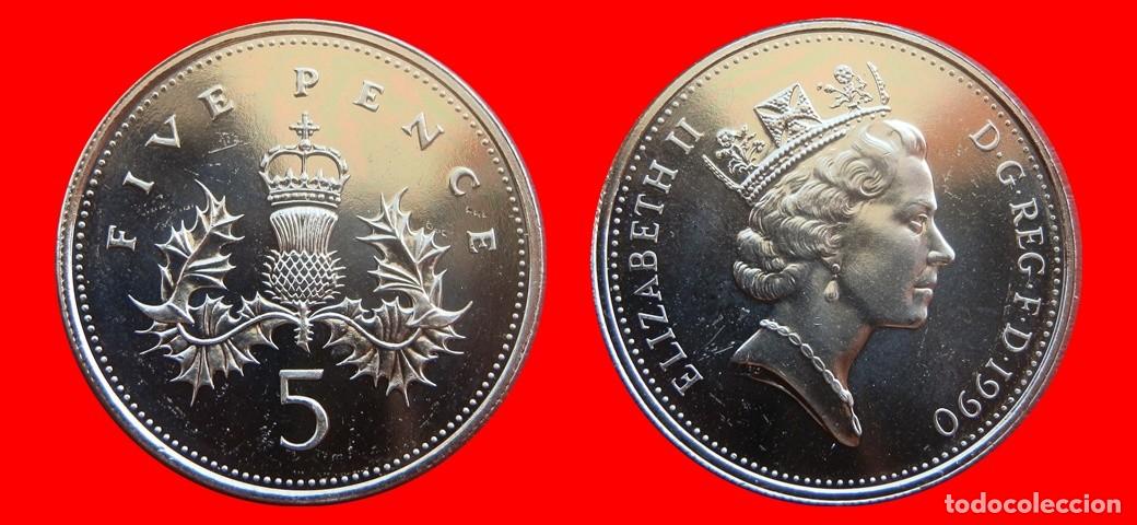 Monedas antiguas de Europa: 5 PENIQUES PENCE 1990 SIN CIRCULAR PROCEDENTE DE BISTER INGLATERRA REINO UNIDO-9464SC