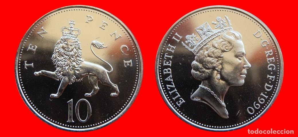 Monedas antiguas de Europa: 10 PENIQUES PENCE 1990 SIN CIRCULAR PROCEDENTE DE BISTER INGLATERRA REINO UNIDO-9474SC