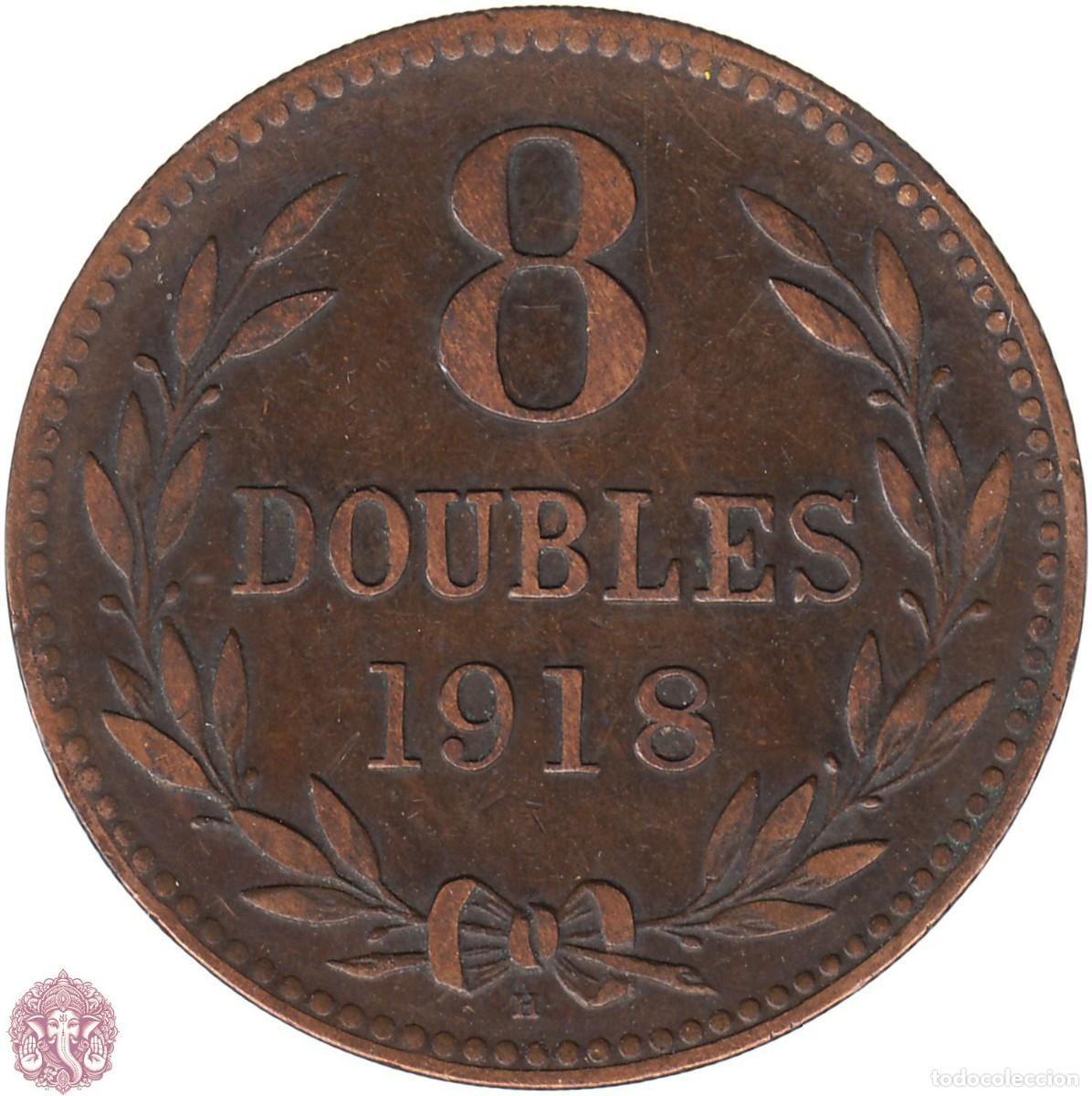 Monedas antiguas de Europa: GUERNESEY 8 Doubles 1918 KM#14