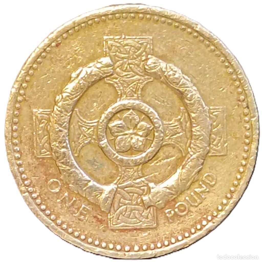 Monedas antiguas de Europa: REINO UNIDO (INGLATERRA) 1 LIBRA -1996- KM#972. CIRCULADA (BC+). 3&ordm; RETRATO. REVERSO: Cruz Celta