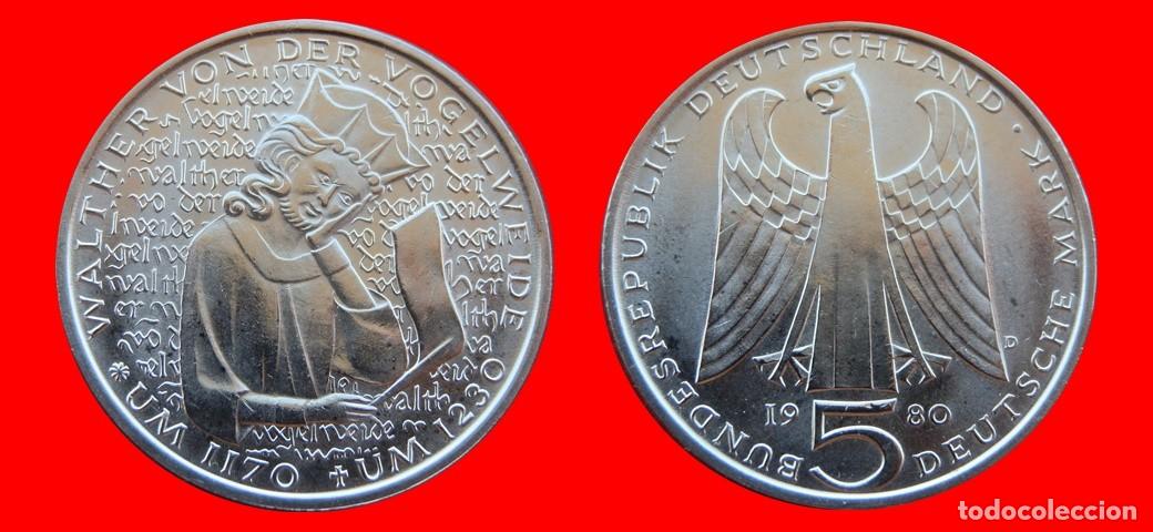 Monedas antiguas de Europa: 5 MARCOS 1980-D SIN CIRCULAR BRD ALEMANIA-9445SC