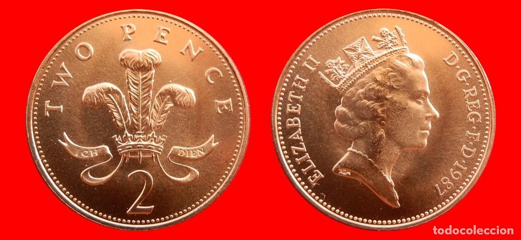 Monedas antiguas de Europa: 2 PENIQUES PENCE 1987 SIN CIRCULAR PROCEDENTE DE BLISTER INGLATERRA REINO UNIDO-9512SC