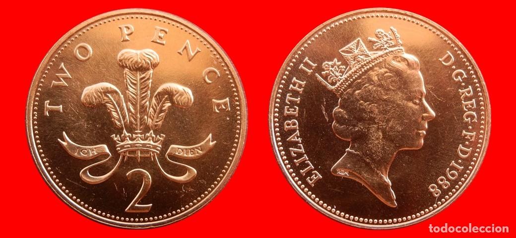 Monedas antiguas de Europa: 2 PENIQUES PENCE 1988 SIN CIRCULAR PROCEDENTE DE BLISTER INGLATERRA REINO UNIDO-9513SC