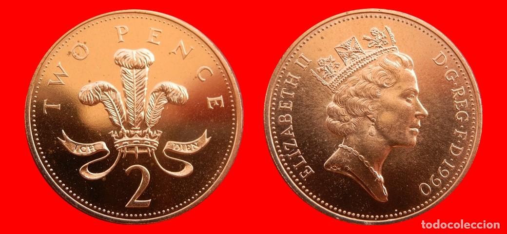 Monedas antiguas de Europa: 2 PENIQUES PENCE 1990 SIN CIRCULAR PROCEDENTE DE BLISTER INGLATERRA REINO UNIDO-9515SC