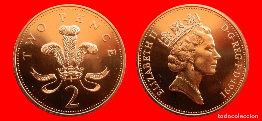 Monedas antiguas de Europa: 2 PENIQUES PENCE 1991 SIN CIRCULAR PROCEDENTE DE BLISTER INGLATERRA REINO UNIDO-9516SC