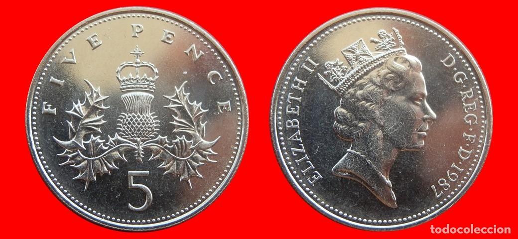 Monedas antiguas de Europa: 5 PENIQUES PENCE 1987 SIN CIRCULAR PROCEDENTE DE BLISTER INGLATERRA REINO UNIDO-9523SC