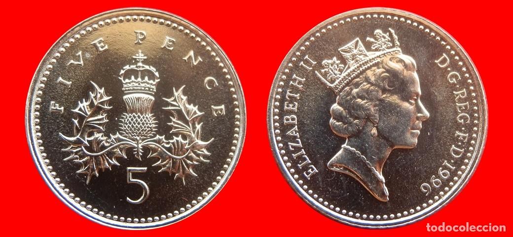 Monedas antiguas de Europa: 5 PENIQUES PENCE 1996 SIN CIRCULAR PROCEDENTE DE BLISTER INGLATERRA REINO UNIDO-9525SC