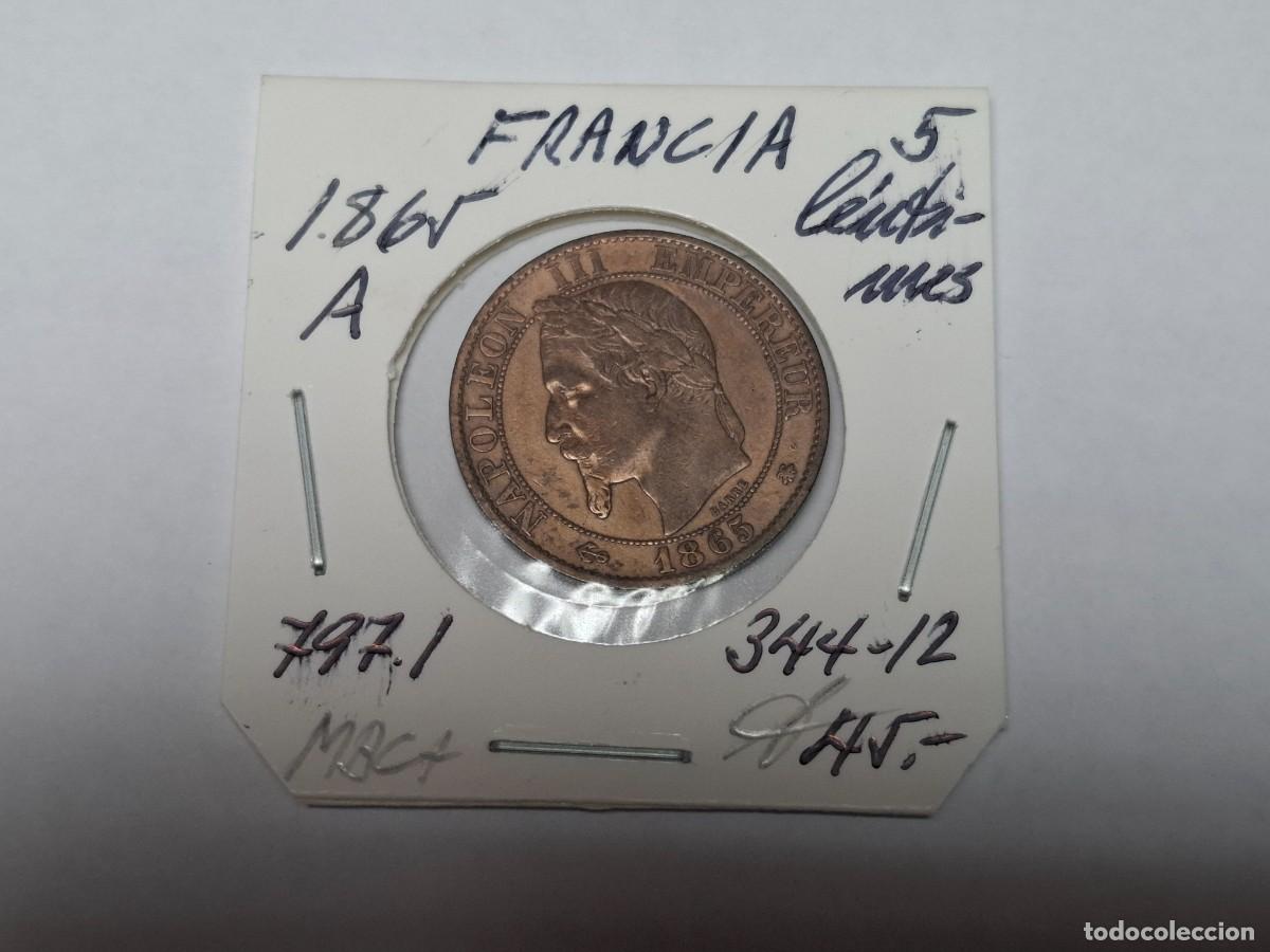Monedas antiguas de Europa: 5 CENTIMOS de 1865 A KM 797.1 FRANCIA en MBC+