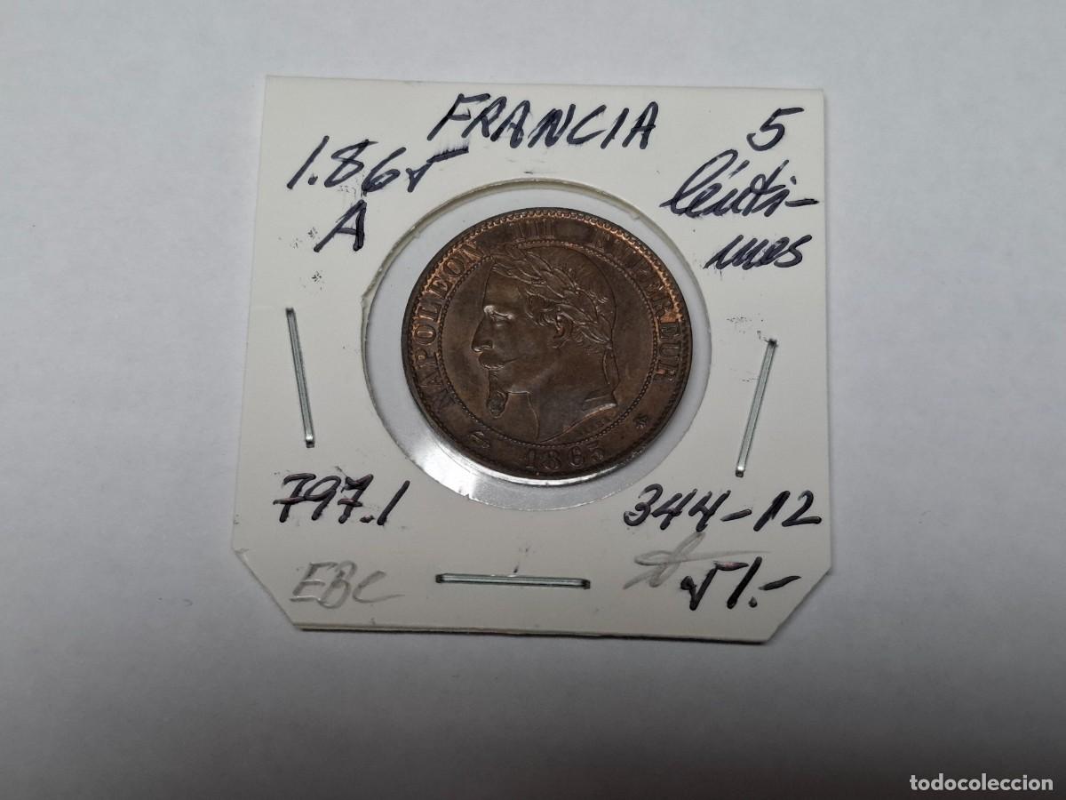 Monedas antiguas de Europa: 5 CENTIMOS de 1865 A KM 797.1 FRANCIA en EBC
