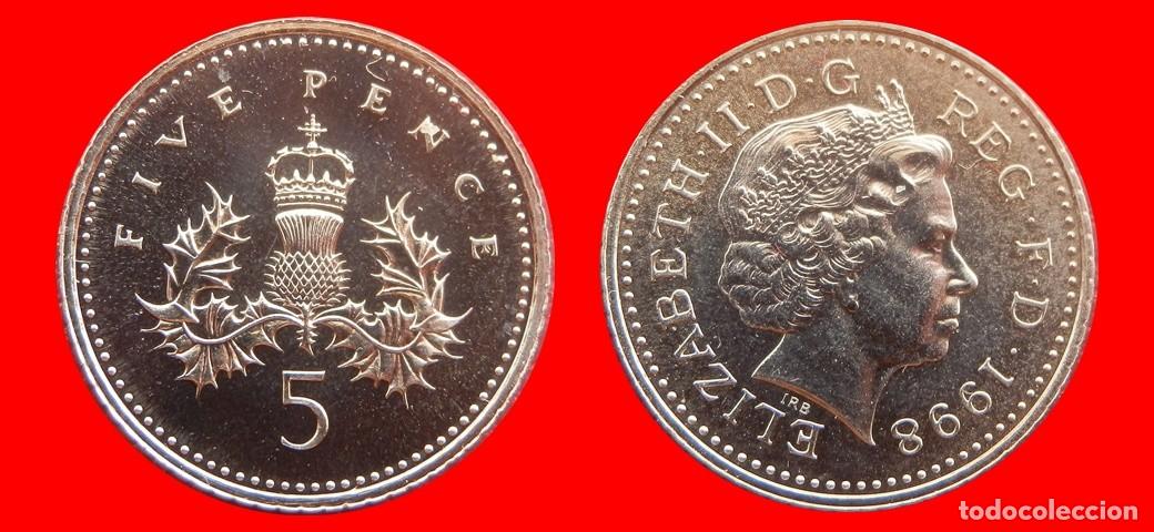 Monedas antiguas de Europa: 5 PENIQUES PENCE 1998 SIN CIRCULAR PROCEDENTE DE BLISTER INGLATERRA REINO UNIDO-9527SC