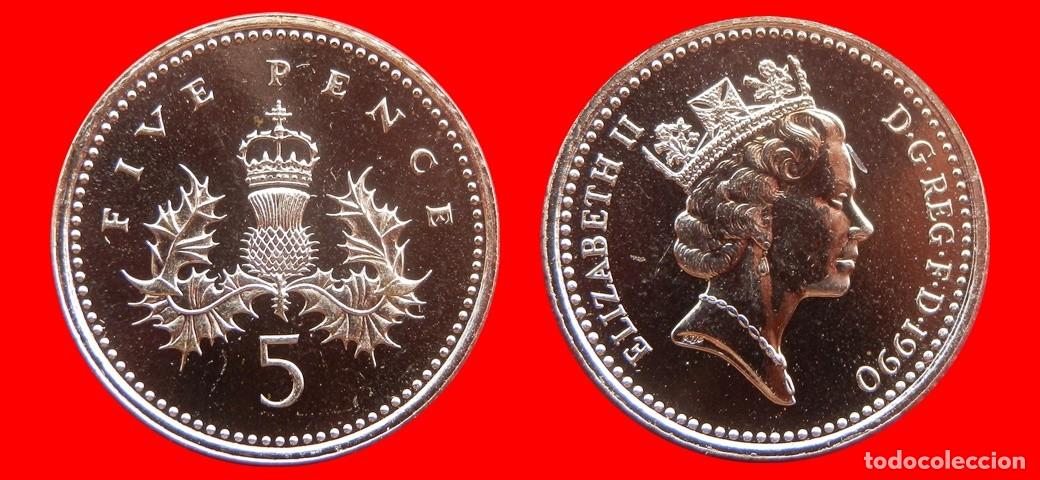 Monedas antiguas de Europa: 5 PENIQUES PENCE 1990 SIN CIRCULAR PROCEDENTE DE BLISTER INGLATERRA REINO UNIDO-9528SC